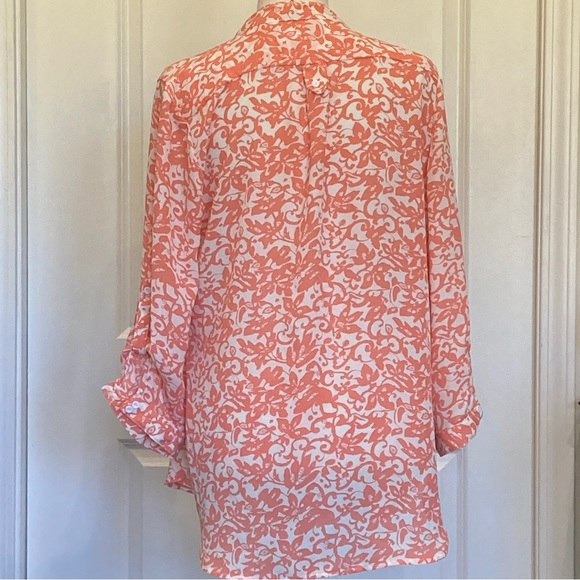 XTaren Cream, Tangerine Parsons Collar Blouse,  Variable Length Sleeves, Size L - Picture 4 of 8